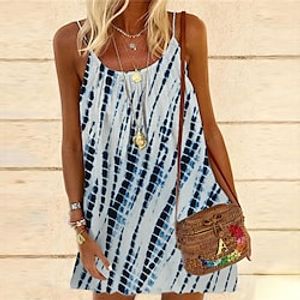 Women's Shift Dress Short Mini Dress Blue Purple Sleeveless Print Tie Dye Print Spring Summer Spaghetti Strap Casual Vacation 2022 S M L XL XXL 3XL Lightinthebox