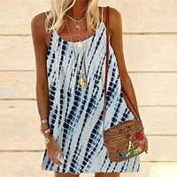Women's Shift Dress Short Mini Dress Blue Purple Sleeveless Print Tie Dye Print Spring Summer Spaghetti Strap Casual Vacation 2022 S M L XL XXL 3XL Lightinthebox - thumbnail