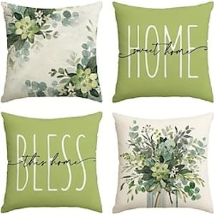 1PC Green Eucalyptus Leaf Double Side Pillow Cover Soft Decorative Square Cushion Case Pillowcase for Bedroom Livingroom Sofa Couch Chair miniinthebox