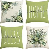 1PC Green Eucalyptus Leaf Double Side Pillow Cover Soft Decorative Square Cushion Case Pillowcase for Bedroom Livingroom Sofa Couch Chair miniinthebox - thumbnail