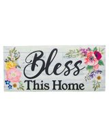 Evergreen Shiplap Floral Bless This Home Sassafras Switch Mat - thumbnail