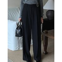 Women's Dress Pants Wide Leg Full Length Fashion Work Office Street Black S M Spring Lightinthebox - thumbnail