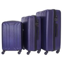 PARA JOHN 3-Piece Hard Side ABS Luggage Trolley Set 20 Inch, 24 Inch, 28 Inch Navy Blue