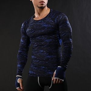 Men's Workout Shirt Compression Shirt Long Sleeve Compression Clothing Athletic Athleisure Winter High Neck Breathable Quick Dry Sweat wicking Running Jogging Training Sportswear Activewear Camo Lightinthebox