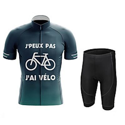 21Grams Men's Short Sleeve Cycling Jersey with Shorts Summer Spandex Mineral Green Bike Quick Dry Moisture Wicking Sports Graphic Mountain Bike MTB Road Bike Cycling Clothing Apparel  Stretchy Lightinthebox