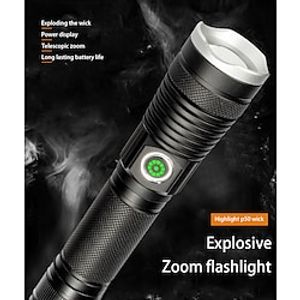 P50 Strong Light Long-range Flashlight Type-C Smart Fast Charging Telescopic Zoom Flashlight Lightinthebox