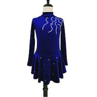 Figure Skating Dress Women's Girls' Ice Skating Dress Black Burgundy Royal Blue Patchwork Mesh Spandex Stretchy Training Practice Professional Skating Wear Thermal Warm Classic Crystal / Rhinestone Lightinthebox