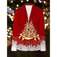 Women's Blazer Christmas Tree Business Xmas Elk Work Wear to Work Fall  Winter Turndown Long Sleeve Jacket Work Blazer Party Jacket Lightinthebox - thumbnail