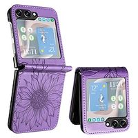 Phone Case For Samsung Galaxy Z Flip 5 Z Flip 4 Z Flip 3 Back Cover Shockproof Retro Flower PC PU Leather miniinthebox - thumbnail