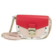 MCM Patricia Mini Firefly Red Visetos Leather Crossbody Belt Handbag Bag Purse (14627)