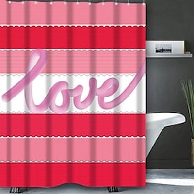 Valentine's Day Bathroom Deco Shower Curtain with Hooks Bathroom Decor Waterproof Fabric Shower Curtain Set with12 Pack Plastic Hooks miniinthebox