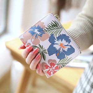 Women PU Short Wallet Print Bifold Casual 6 Card Slot Purse