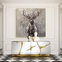 Large Abstract Deer Oil Painting on Canvas and Hand-painted Stag Canvas painting Wall Art Modern Animal Painting for Living Room Bedroom decoration gift Lightinthebox