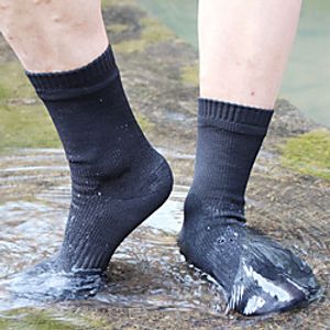 Men's Women's Hiking Socks 1 Pair Winter Outdoor Waterproof Breathable Stretchy Sweat wicking Socks Patchwork Nylon Chinlon Black / Red Black Burgundy for Fishing Climbing Camping / Hiking / Caving miniinthebox