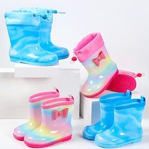 Children's Rain Boots Girl Cute PVC Non-slip ComFortable Mid-tube Water Shoes Rainbow Plus Velvet Rain Boots miniinthebox