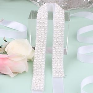 Satin  Tulle Wedding  Party  Evening Sash With Imitation Pearl  Belt  Appliques Women's Sashes Lightinthebox