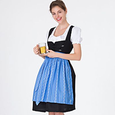 Dirndl Trachtenkleider Adults' Women's Bavarian Vacation Dress Festival Oktoberfest Beer Festival / Holiday Terylene Blue Easy Carnival Costumes Above Knee A-Line miniinthebox