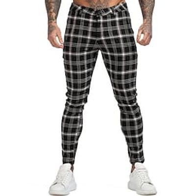 Men's Trousers Chinos Chino Pants Plaid Dress Pants Pocket Plaid Comfort Breathable Outdoor Daily Going out Cotton Blend Fashion Streetwear Black Yellow Lightinthebox