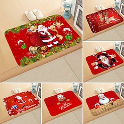 Christmas Mat New Year Festive Santa Elk Floor Mat Bedroom Mat Bathroom Home Water-Absorbent Anti-Slip Floor Mat Xmas Gift Lightinthebox