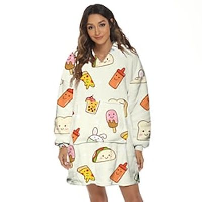 Adults' Oversized Hoodie Blanket Wearable Blanket With Pocket Cartoon Character Onesie Pajamas Flannel Cosplay For Men and Women Carnival Animal Sleepwear Cartoon Festival  Holiday Costumes Lightinthebox