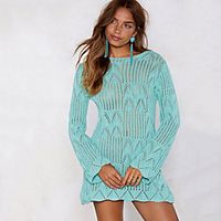 Women's A Line Dress Short Mini Dress Blue Long Sleeve Solid Color Spring Summer Casual / Daily 2021 One-Size miniinthebox - thumbnail