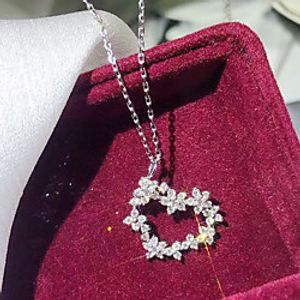 Women's Clear AAA Cubic Zirconia Pendant Necklace Monogram Floral / Botanicals Dainty Elegant Rustic European Brass Silver 50 cm Necklace Jewelry 1pc For Gift Prom Birthday Party Beach Festival miniinthebox