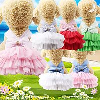 Dog Cat Dress Elegant Adorable Cute Dailywear Casual / Daily Dog Clothes Puppy Clothes Dog Outfits Breathable White Pearl Pink Red Costume for Girl and Boy Dog Cotton XS S M L XL XXL miniinthebox - thumbnail