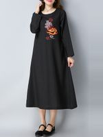 Vintage Ethnic Embroidery Loose Dresses