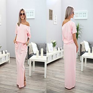 Women's A Line Dress Midi Dress Blue Blushing Pink Black Dark Blue Short Sleeve Solid Color Summer Casual 2021 S M L XL XXL Lightinthebox
