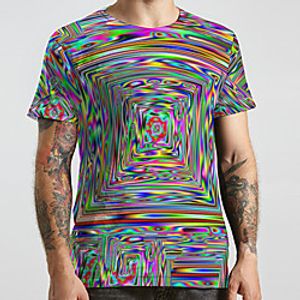 Men's Unisex Tee T shirt 3D Print Graphic Prints Geometry Plus Size Print Short Sleeve Casual Tops Basic Designer Big and Tall Rainbow Lightinthebox