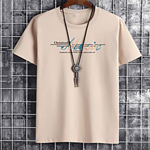 Men's Unisex Tee T shirt Hot Stamping Graphic Prints Letter Plus Size Print Short Sleeve Casual Tops Cotton Basic Fashion Designer Big and Tall White Black Khaki miniinthebox