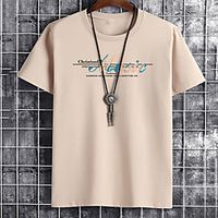 Men's Unisex Tee T shirt Hot Stamping Graphic Prints Letter Plus Size Print Short Sleeve Casual Tops Cotton Basic Fashion Designer Big and Tall White Black Khaki miniinthebox - thumbnail