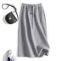 Women's Sporty Skirt Midi Knit Apricot Black Light Grey Skirts Pocket Drawstring Split Ends Fashion Casual Street Daily S M L Lightinthebox - thumbnail