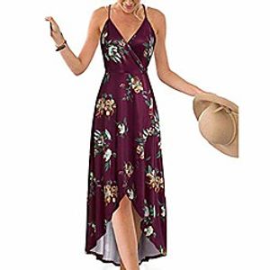 Women's Strap Dress Midi Dress Wine White Black Dark Blue Sleeveless Pattern Spring  Summer Casual Cotton 2021 S M L XL XXL Lightinthebox
