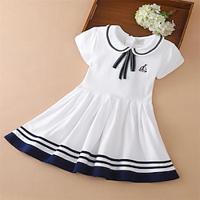 Kids Girls' Dress Solid Color Short Sleeve Party Outdoor Casual Fashion Daily Casual Polyester Summer Spring Fall 2-13 Years White Pink Navy Blue Lightinthebox