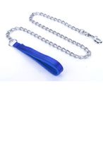 For Pet Dog Lead Chain With Pu Handle & Collar Blue For Dog - Small