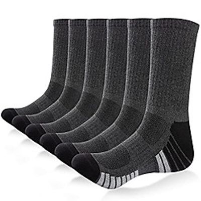 mens socks 6 pairs cushioned walking socks breathable comfortable crew athletic socks for outdoor hiking trainer running trekking sports socks Lightinthebox