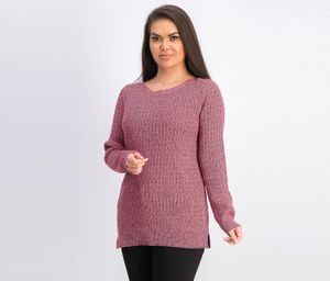 Womens Boat-Neck Cotton Sweater  Merlot/Pink