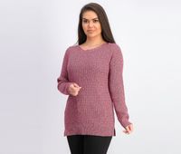 Womens Boat-Neck Cotton Sweater  Merlot/Pink - thumbnail