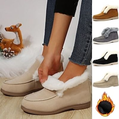 Women's Boots Snow Boots Suede Shoes Plus Size Outdoor Daily Fleece Lined Booties Ankle Boots Winter Flat Heel Round Toe Vintage Cute Plush Faux Fur Faux Suede Lace-up Solid Color Black Brown Beige Lightinthebox Women's Boots Snow Boots Suede Shoes Plus Size Outdoor Daily Fleece Lined Booties Ankle Boots Winter Flat Heel Round Toe Vintage Cute Plush Faux Fur Faux Suede Lace-up Solid Color Black Brown Beige Lightinthebox