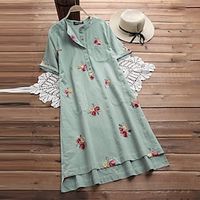 Women's Plus Size Shift Dress Floral Round Neck Short Sleeve Spring Summer Casual Knee Length Dress Causal Daily Dress Lightinthebox - thumbnail