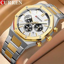 CURREN Men Quartz Watch Fashion Business Wristwatch Luminous Calendar Waterproof Decoration Steel Watch Lightinthebox