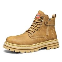 Men's Boots Retro Plus Size Work Boots Vintage British Daily Cowhide Comfortable Slip Resistant Booties / Ankle Boots Lace-up Brown Fall Winter miniinthebox - thumbnail