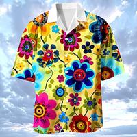 Floral Print Vacation Fashion Hawaiian Men's Shirt Summer Hawaiian Shirt Graphic Shirt Outdoor Street Causal Summer Spring Cuban Collar Yellow Orange Green S M L Shirt Lightinthebox