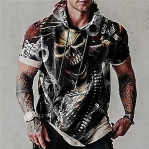 Men's Unisex Pullover Hoodie Sweatshirt Black Hooded Skull Graphic Prints Print Sports  Outdoor Daily Sports 3D Print Streetwear Designer Casual Spring  Summer Clothing Apparel Hoodies Sweatshirts  Lightinthebox