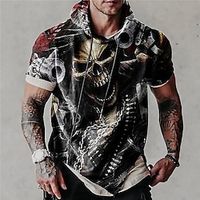 Men's Unisex Pullover Hoodie Sweatshirt Black Hooded Skull Graphic Prints Print Sports  Outdoor Daily Sports 3D Print Streetwear Designer Casual Spring  Summer Clothing Apparel Hoodies Sweatshirts  Lightinthebox - thumbnail