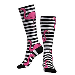 Compression Socks Long Socks Over the Calf Socks Athletic Sports Socks Cycling Socks Women's Men's Bike / Cycling Breathable Soft Comfortable 1 Pair Stripes Flamingo Cotton Fuchsia S M L / Stretchy miniinthebox