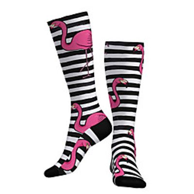 Compression Socks Long Socks Over the Calf Socks Athletic Sports Socks Cycling Socks Women's Men's Bike / Cycling Breathable Soft Comfortable 1 Pair Stripes Flamingo Cotton Fuchsia S M L / Stretchy miniinthebox