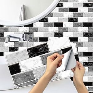 European-style Wall Stickers Retro Black And White Crystal Rock Self-adhesive Ceramic Tile Stickers Kitchen Stove Waterproof And Oil Proof Stickers House DIY Renovation Wall Stickers miniinthebox