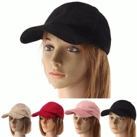 Women Unisex Faux Leather Fitted Suede Baseball Hat Adjustable Plain Sports Cap Visors